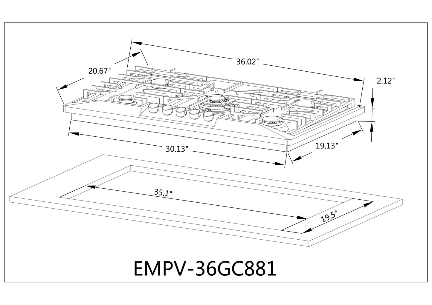 Empava 36GC23 36" Einbau-Gaskochfelder