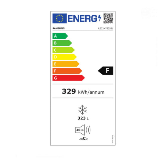 Congélateur Samsung RZ32M7535B1 Noir (185 x 60 cm)