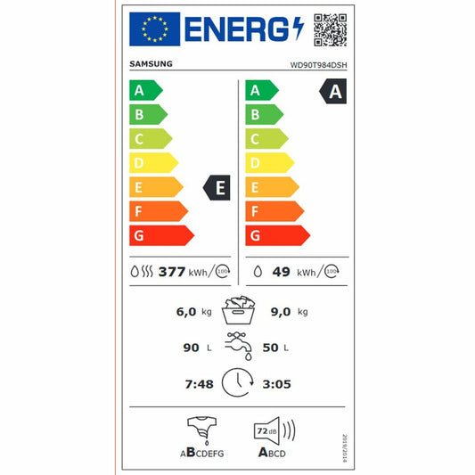 Lave-linge séchant Samsung WD90T984DSH/S3 9 kg / 6 kg Blanc 1400 tr/min Opération réussie