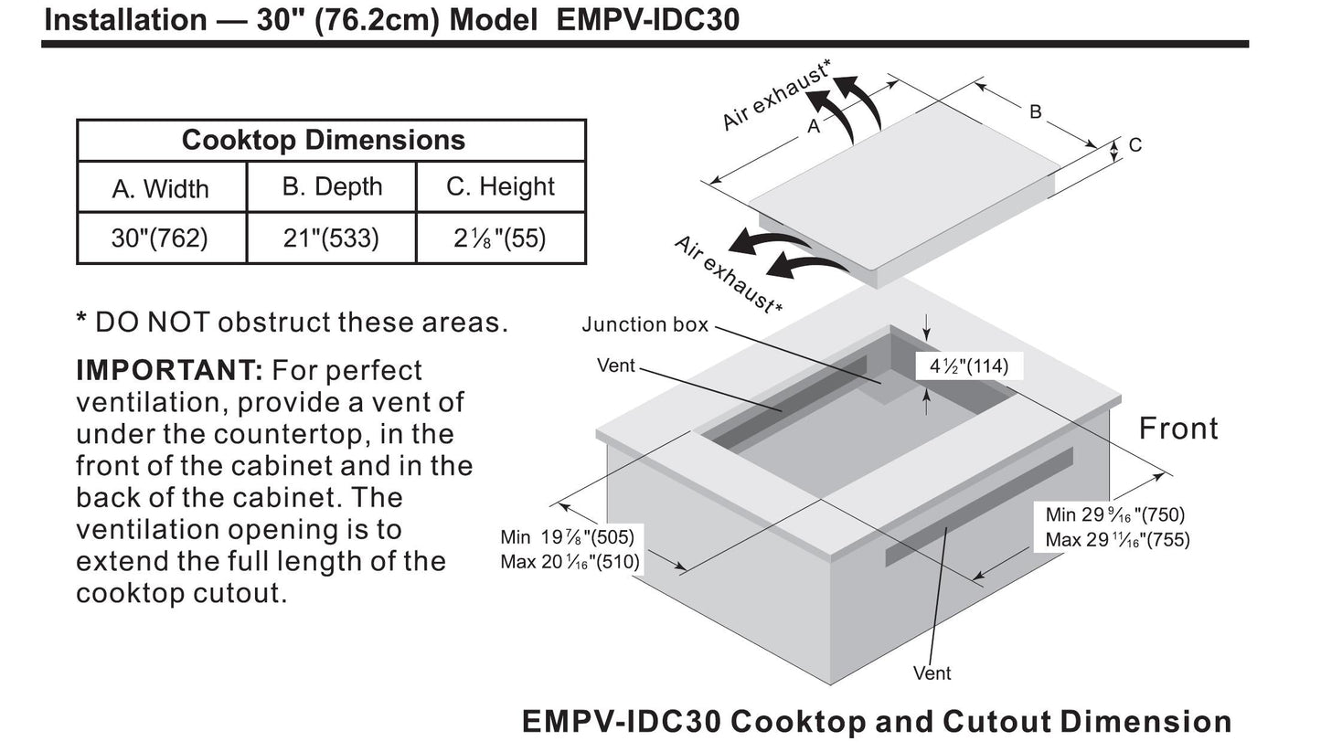 Table de cuisson à induction Empava IDC30 de 30 pouces